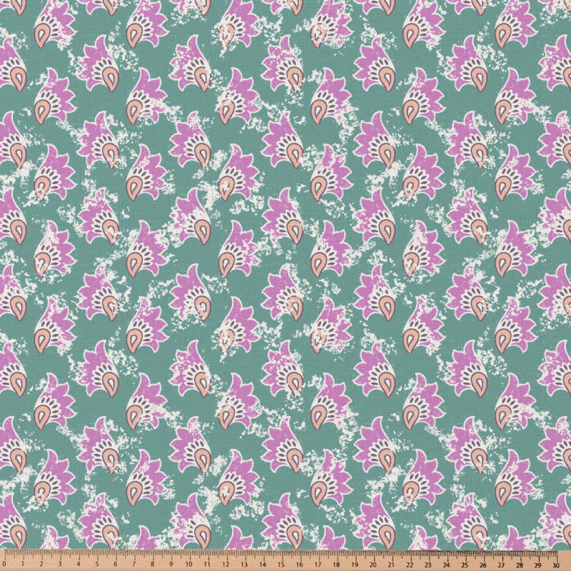 Printed Cotton KHAJA Blue / Violet